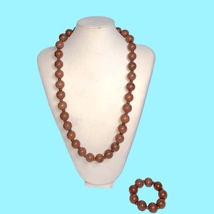 Wooden Brown Necklace Set